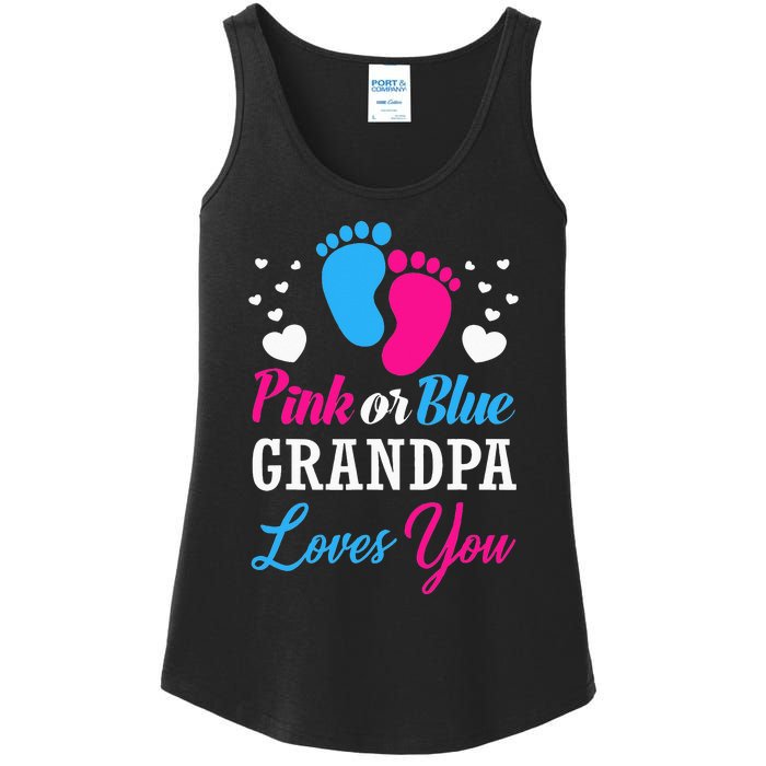 Pink Or Blue Grandpa Loves You Baby Gender Reveal Ladies Essential Tank