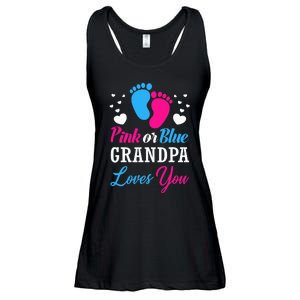 Pink Or Blue Grandpa Loves You Baby Gender Reveal Ladies Essential Flowy Tank