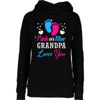 Pink Or Blue Grandpa Loves You Baby Gender Reveal Womens Funnel Neck Pullover Hood