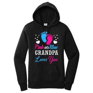 Pink Or Blue Grandpa Loves You Baby Gender Reveal Women's Pullover Hoodie