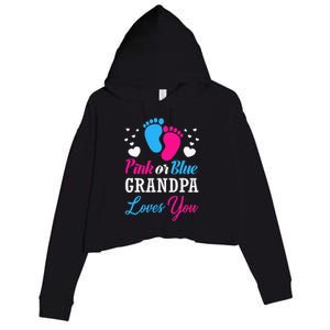 Pink Or Blue Grandpa Loves You Baby Gender Reveal Crop Fleece Hoodie