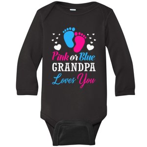 Pink Or Blue Grandpa Loves You Baby Gender Reveal Baby Long Sleeve Bodysuit