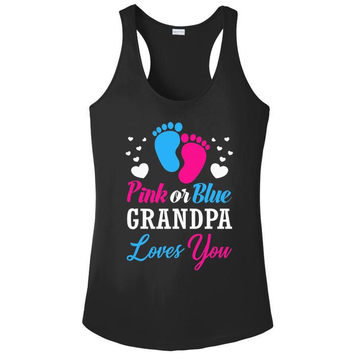 Pink Or Blue Grandpa Loves You Baby Gender Reveal Ladies PosiCharge Competitor Racerback Tank