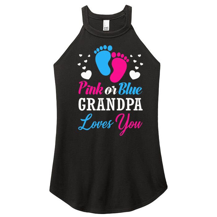 Pink Or Blue Grandpa Loves You Baby Gender Reveal Women's Perfect Tri Rocker Tank