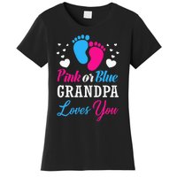 Pink Or Blue Grandpa Loves You Baby Gender Reveal Women's T-Shirt