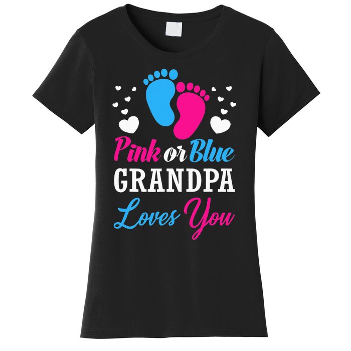 Pink Or Blue Grandpa Loves You Baby Gender Reveal Women's T-Shirt