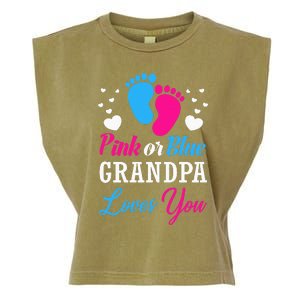 Pink Or Blue Grandpa Loves You Baby Gender Reveal Garment-Dyed Women's Muscle Tee