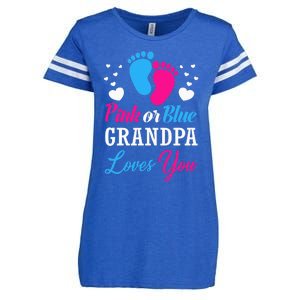 Pink Or Blue Grandpa Loves You Baby Gender Reveal Enza Ladies Jersey Football T-Shirt