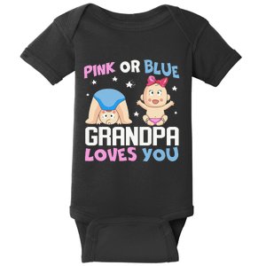 Pink Or Blue Grandpa Loves You Baby Gender Reveal Baby Bodysuit