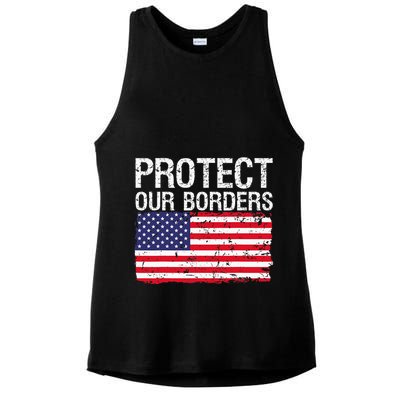 Protect Our Borders Law Enforcement Legal Immigration Ladies PosiCharge Tri-Blend Wicking Tank