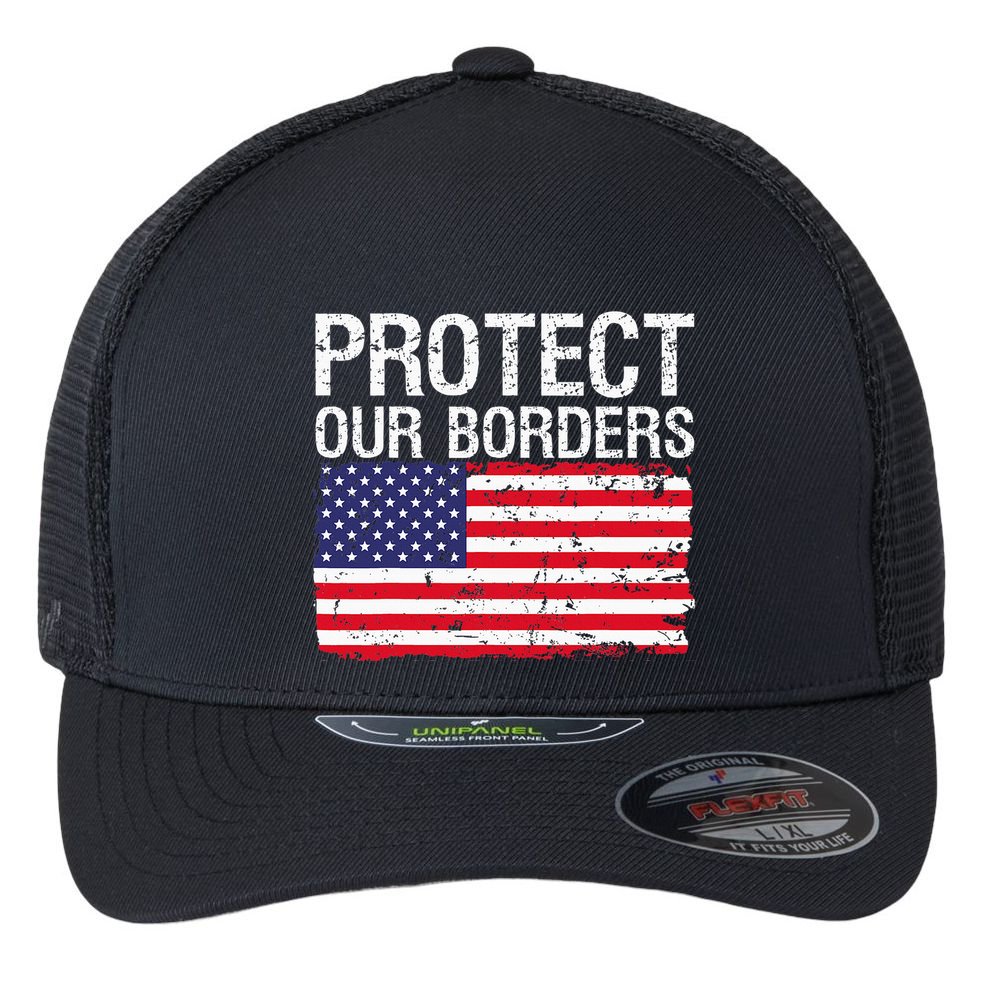 Protect Our Borders Law Enforcement Legal Immigration Flexfit Unipanel Trucker Cap
