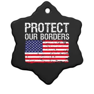 Protect Our Borders Law Enforcement Legal Immigration Ceramic Star Ornament