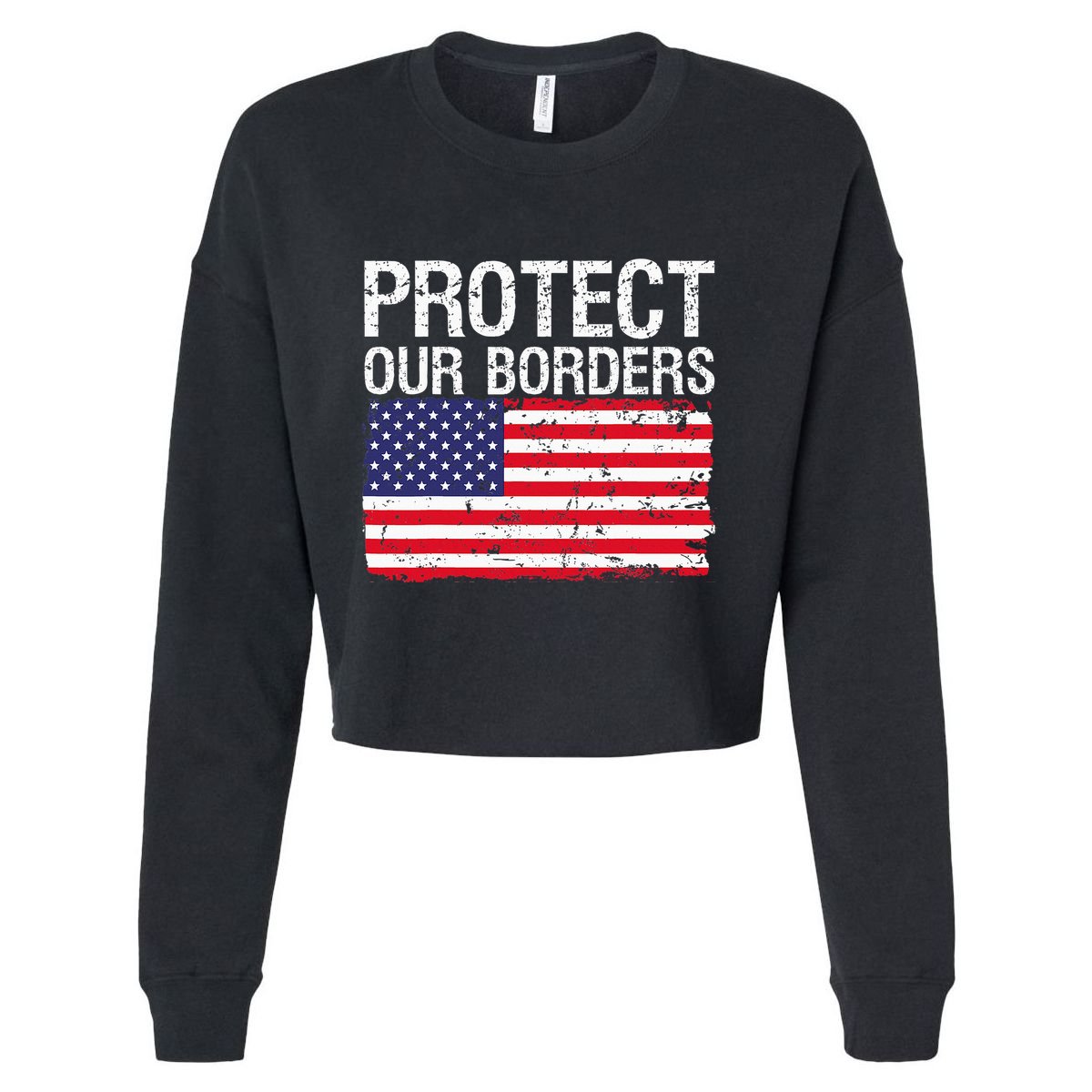 Protect Our Borders Law Enforcement Legal Immigration Cropped Pullover Crew