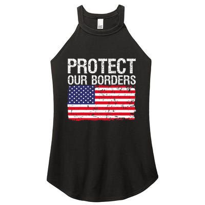Protect Our Borders Law Enforcement Legal Immigration Women's Perfect Tri Rocker Tank