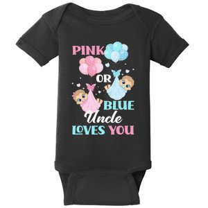 Pink Or Blue Uncle Loves You Uncle Gender Reveal Party Baby Bodysuit