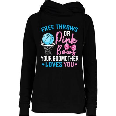 Pink or Blue Godmother Loves You Gender Reveal Mommy Womens Funnel Neck Pullover Hood