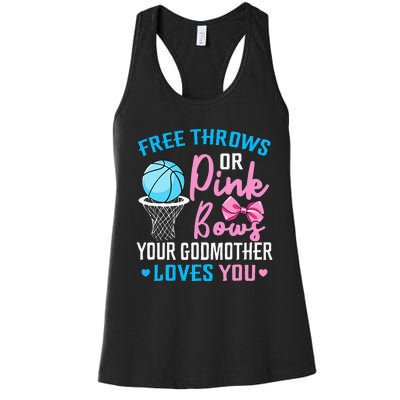 Pink or Blue Godmother Loves You Gender Reveal Mommy Women's Racerback Tank