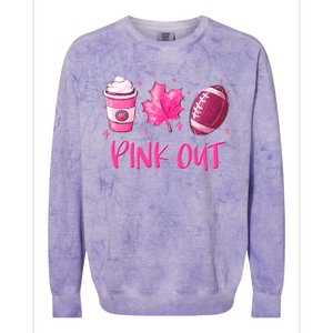 Pink Out Breast Cancer Awareness Day Pumpkin Spice Football Gift Colorblast Crewneck Sweatshirt