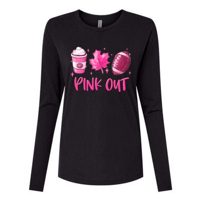 Pink Out Breast Cancer Awareness Day Pumpkin Spice Football Gift Womens Cotton Relaxed Long Sleeve T-Shirt