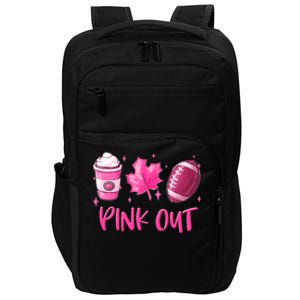 Pink Out Breast Cancer Awareness Day Pumpkin Spice Football Gift Impact Tech Backpack