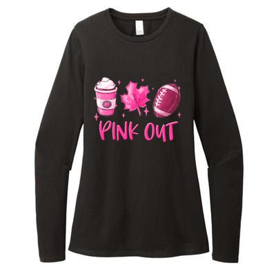 Pink Out Breast Cancer Awareness Day Pumpkin Spice Football Gift Womens CVC Long Sleeve Shirt