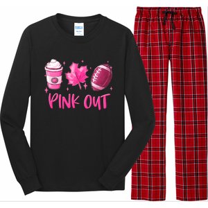 Pink Out Breast Cancer Awareness Day Pumpkin Spice Football Gift Long Sleeve Pajama Set