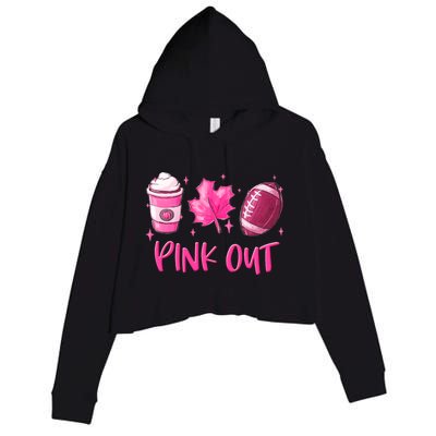 Pink Out Breast Cancer Awareness Day Pumpkin Spice Football Gift Crop Fleece Hoodie