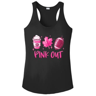 Pink Out Breast Cancer Awareness Day Pumpkin Spice Football Gift Ladies PosiCharge Competitor Racerback Tank