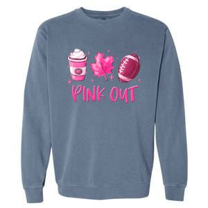 Pink Out Breast Cancer Awareness Day Pumpkin Spice Football Gift Garment-Dyed Sweatshirt