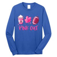 Pink Out Breast Cancer Awareness Day Pumpkin Spice Football Gift Long Sleeve Shirt