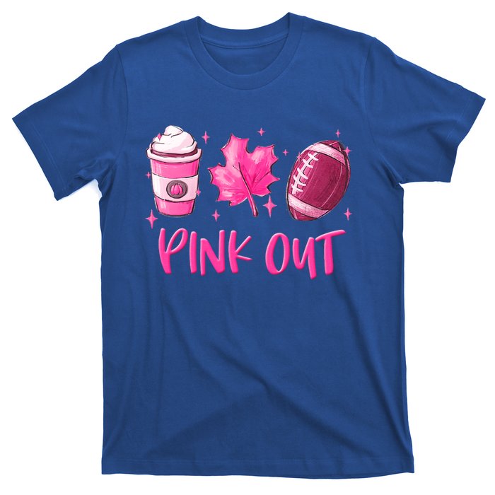 Pink Out Breast Cancer Awareness Day Pumpkin Spice Football Gift T-Shirt