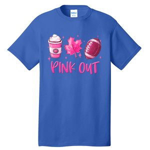 Pink Out Breast Cancer Awareness Day Pumpkin Spice Football Gift Tall T-Shirt