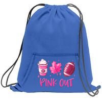 Pink Out Breast Cancer Awareness Day Pumpkin Spice Football Gift Sweatshirt Cinch Pack Bag