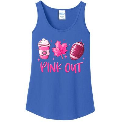 Pink Out Breast Cancer Awareness Day Pumpkin Spice Football Gift Ladies Essential Tank