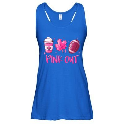 Pink Out Breast Cancer Awareness Day Pumpkin Spice Football Gift Ladies Essential Flowy Tank