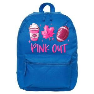 Pink Out Breast Cancer Awareness Day Pumpkin Spice Football Gift 16 in Basic Backpack