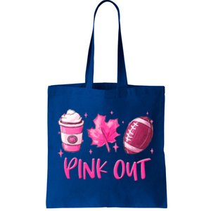 Pink Out Breast Cancer Awareness Day Pumpkin Spice Football Gift Tote Bag