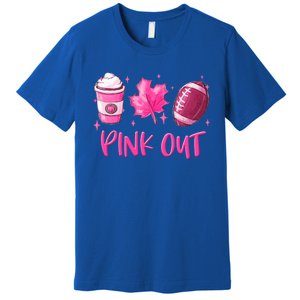 Pink Out Breast Cancer Awareness Day Pumpkin Spice Football Gift Premium T-Shirt