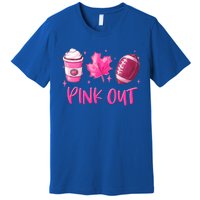 Pink Out Breast Cancer Awareness Day Pumpkin Spice Football Gift Premium T-Shirt