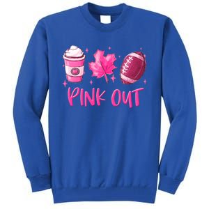 Pink Out Breast Cancer Awareness Day Pumpkin Spice Football Gift Tall Sweatshirt