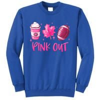 Pink Out Breast Cancer Awareness Day Pumpkin Spice Football Gift Tall Sweatshirt