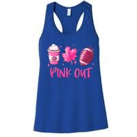 Pink Out Breast Cancer Awareness Day Pumpkin Spice Football Gift Women's Racerback Tank