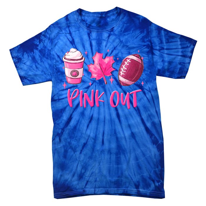 Pink Out Breast Cancer Awareness Day Pumpkin Spice Football Gift Tie-Dye T-Shirt