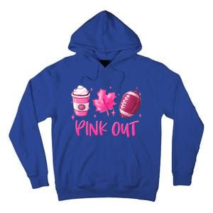 Pink Out Breast Cancer Awareness Day Pumpkin Spice Football Gift Tall Hoodie