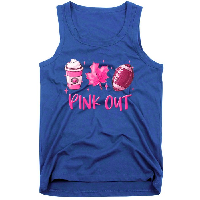 Pink Out Breast Cancer Awareness Day Pumpkin Spice Football Gift Tank Top