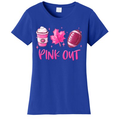 Pink Out Breast Cancer Awareness Day Pumpkin Spice Football Gift Women's T-Shirt