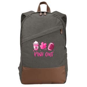 Pink Out Breast Cancer Awareness Day Pumpkin Spice Football Gift Cotton Canvas Backpack