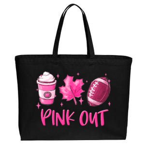 Pink Out Breast Cancer Awareness Day Pumpkin Spice Football Gift Cotton Canvas Jumbo Tote