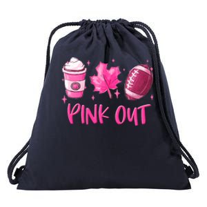 Pink Out Breast Cancer Awareness Day Pumpkin Spice Football Gift Drawstring Bag