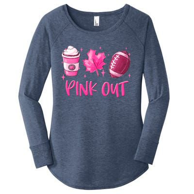 Pink Out Breast Cancer Awareness Day Pumpkin Spice Football Gift Women's Perfect Tri Tunic Long Sleeve Shirt